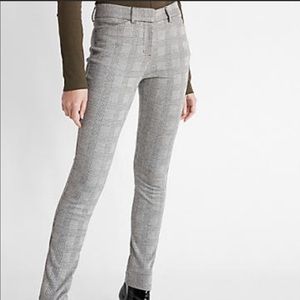 Mid Rise Plaid Skinny Dress Pant
